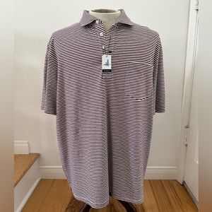 johnnie-O  HANGIN OUT POLO Maroon/garnet and white stripe